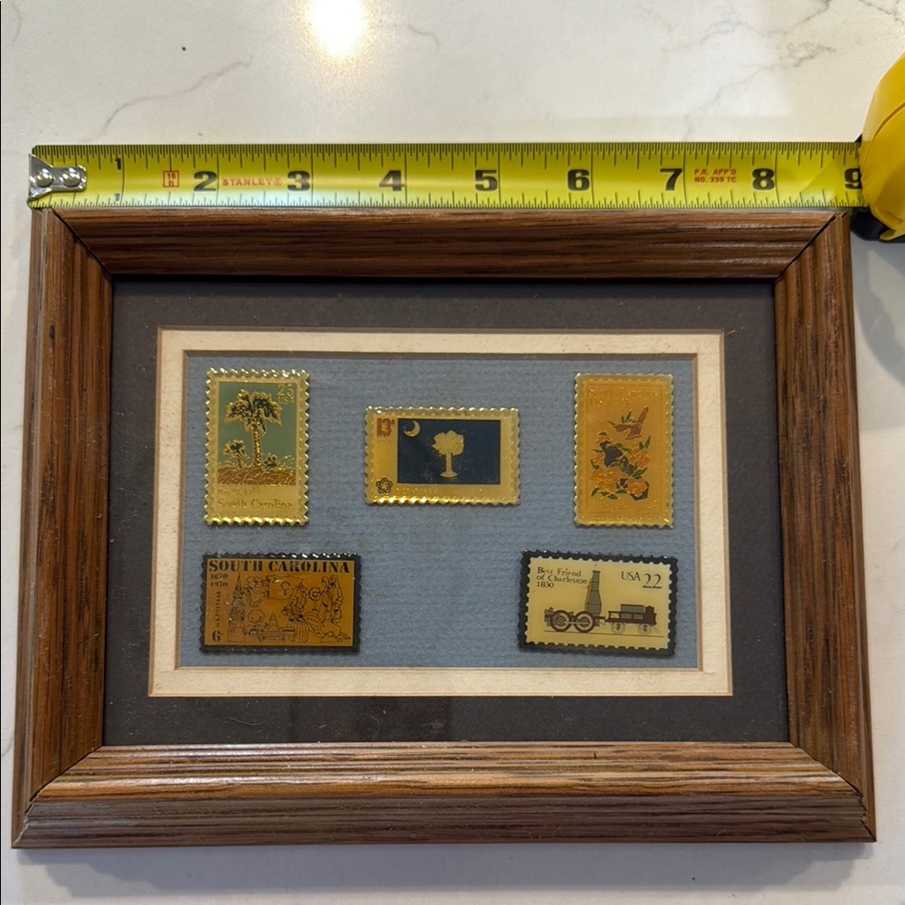 Vintage South Carolina Metal Pin Collection in Wooden Frame - Picture 2 of 4